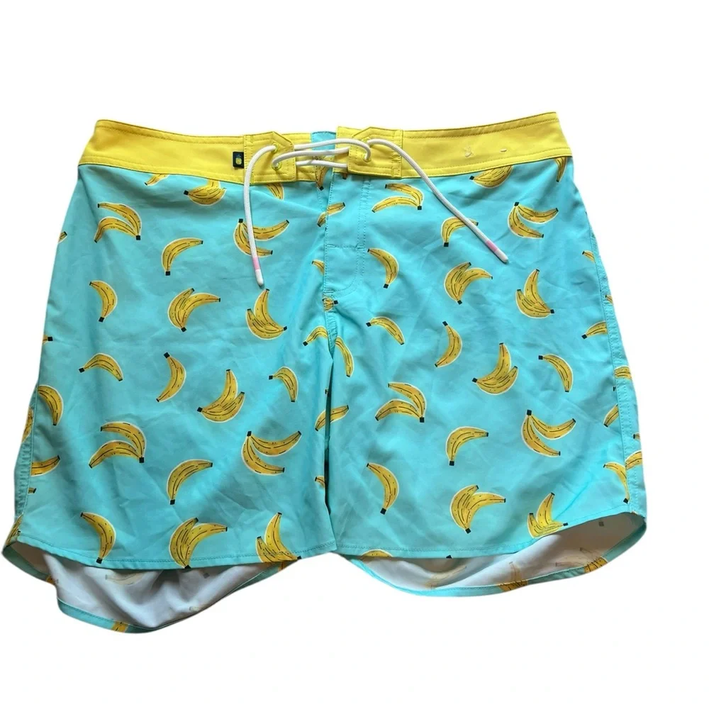 Chubbies Men's Banana Print Swim Shorts - Yellow and‎ Blue